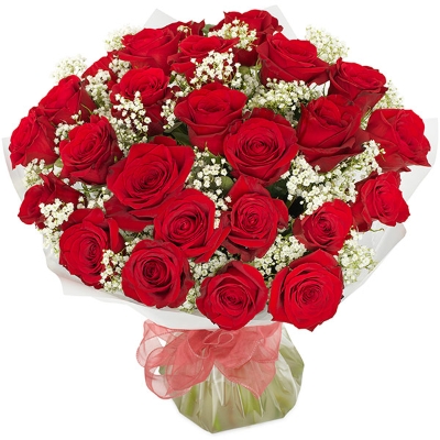 24 luxury red roses.